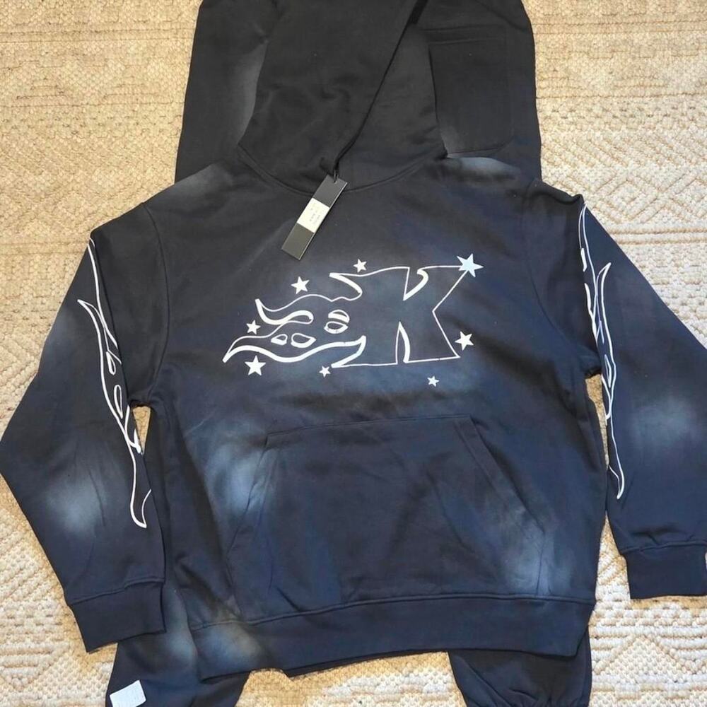 KDNK Black Hoodie & Jogger Set Size XL NWT
